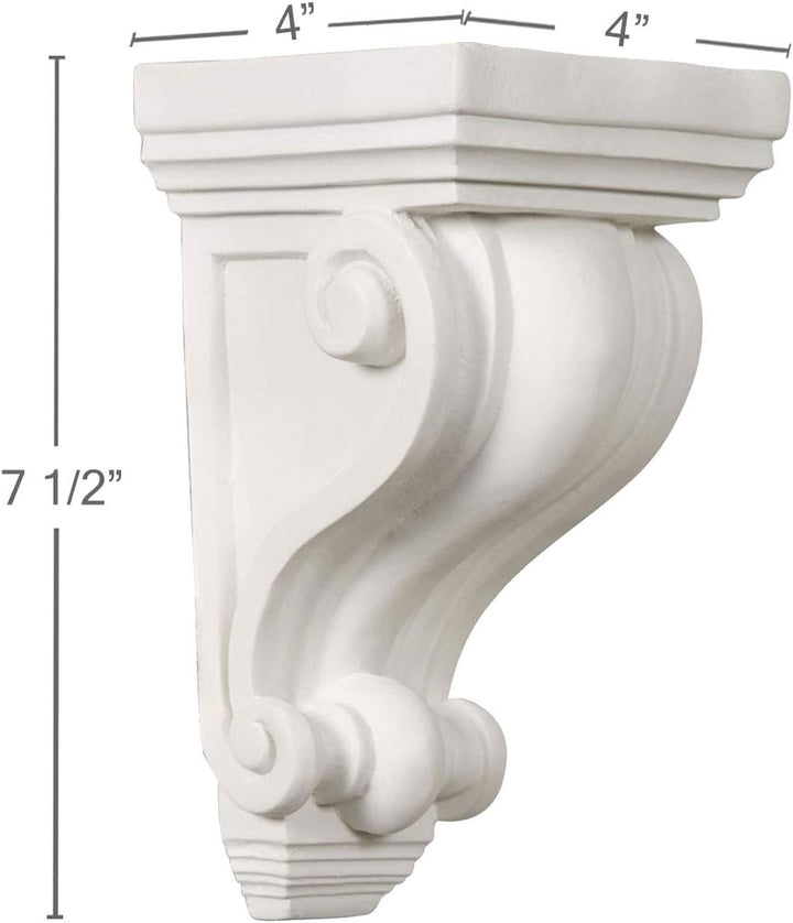 Ekena Millwork COR04X04X07DE 4-Inch W x 4-Inch D x 7 1/2-Inch H Devon Corbel