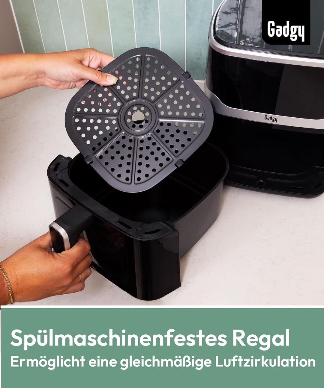 Gadgy Heissluftfritteuse mit Sichtfenster 5L - Airfryer Antihaftbeschichtung - 1400W Fritteuse ohne