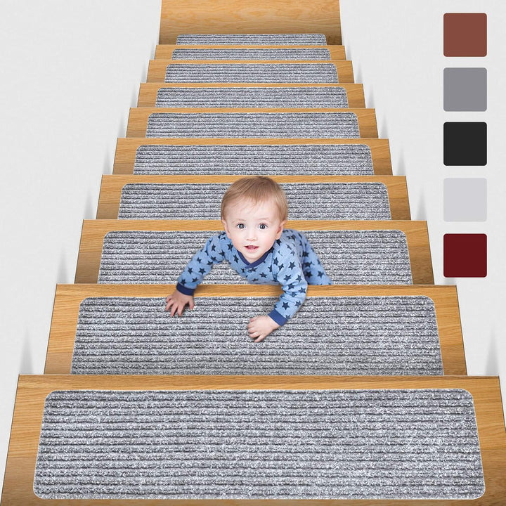 MBIGM 15er Set Stufenmatten 20 cm X 76 cm Treppenteppich Selbstklebend Sicherheit Stufenteppich für