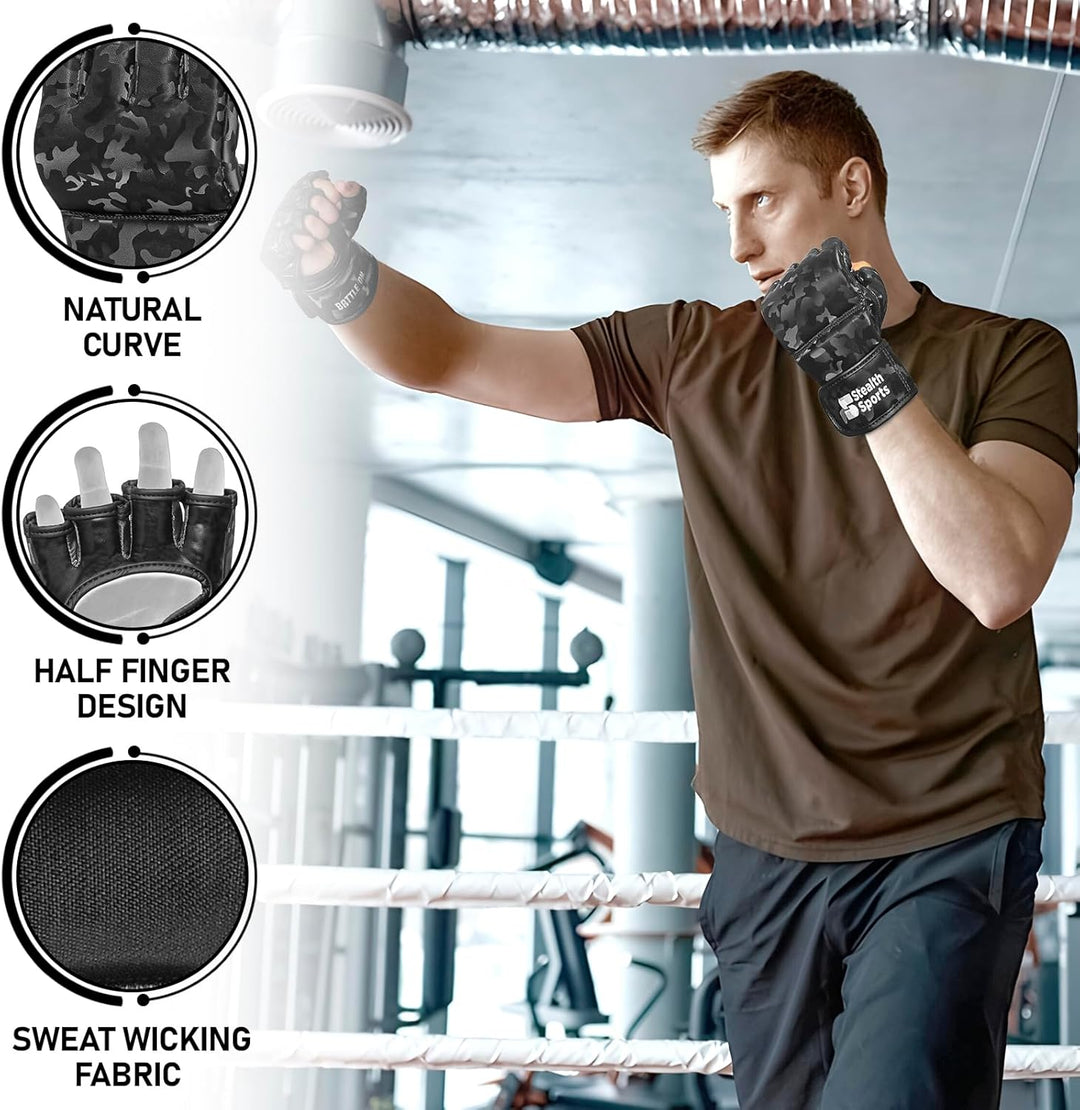 MMA-Handschuhe für Männer und Frauen, 12 mm Dickes PU-Leder, Grappling-Handschuhe, Muay Thai, Kickbo