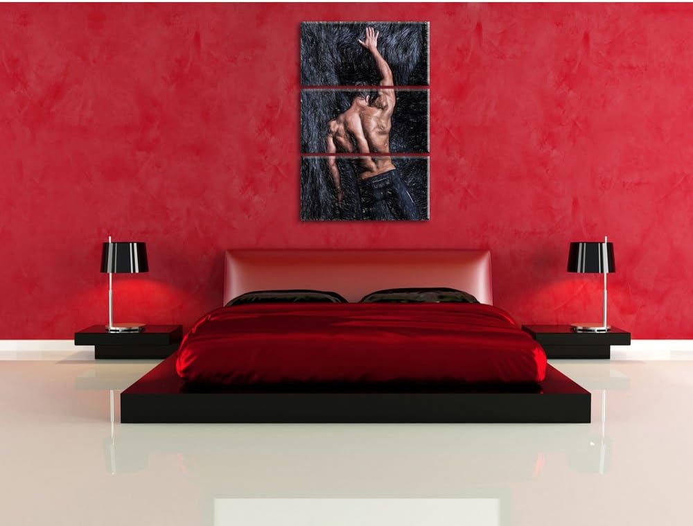 Pixxprint Muskulöser sexy Mann als Leinwandbild/Grösse: 3 Teilig (120x80) cm/Wandbild/Kunstdruck/fer