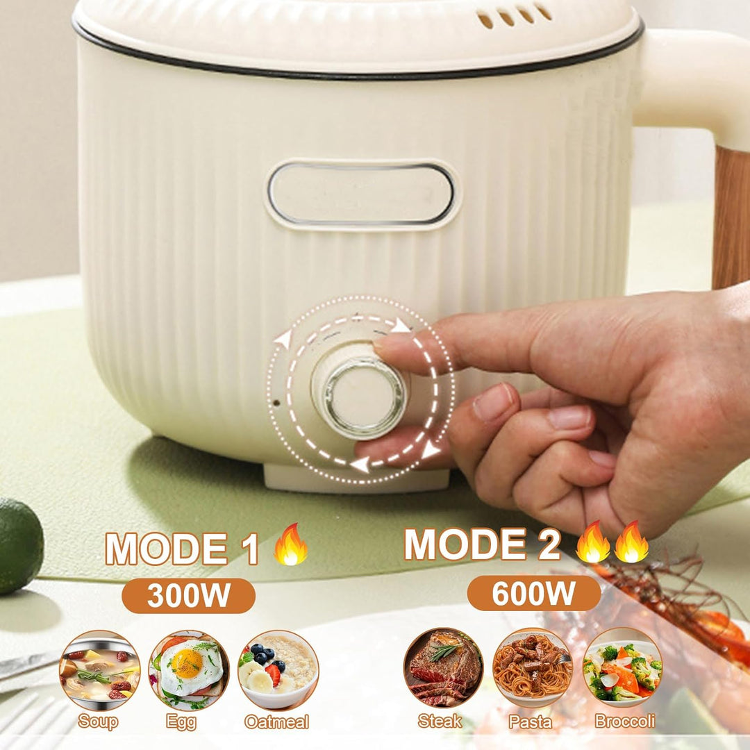 Elektrische Hot Pot, 2L Tragbare Mini Antihaft Multikocher Mit Dämpfkorb, Edelstahl Elektrischer Koc