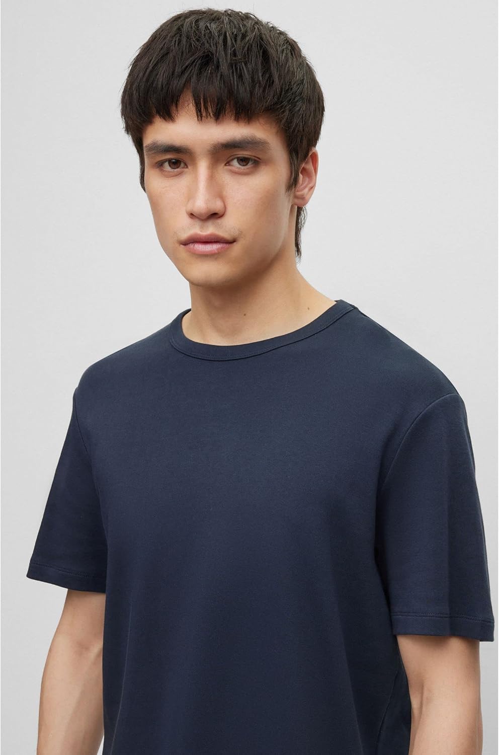 HUGO Herren Dozy Regular-Fit T-Shirt aus Pima-Baumwolle mit Kontrast-Logo, XS Dunkelblau