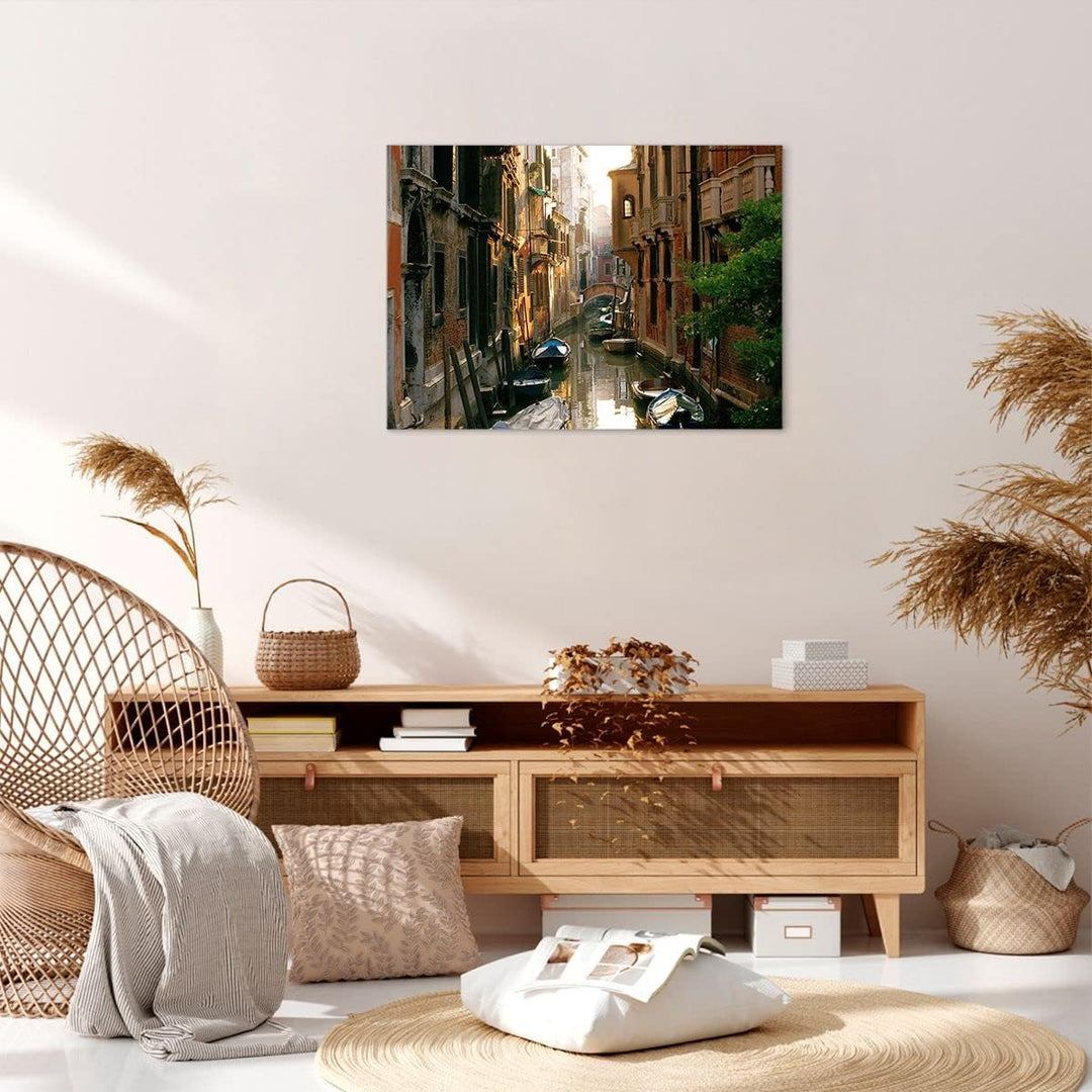 Bilder auf Leinwand Venedig Brücke Wasser Haus Leinwandbild 70x50cm Wandbilder Dekoration Wohnzimmer