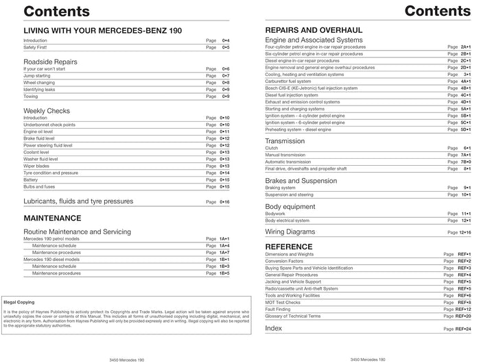 Mercedes-Benz 190 Service And Repair Manual, Taschenbuch