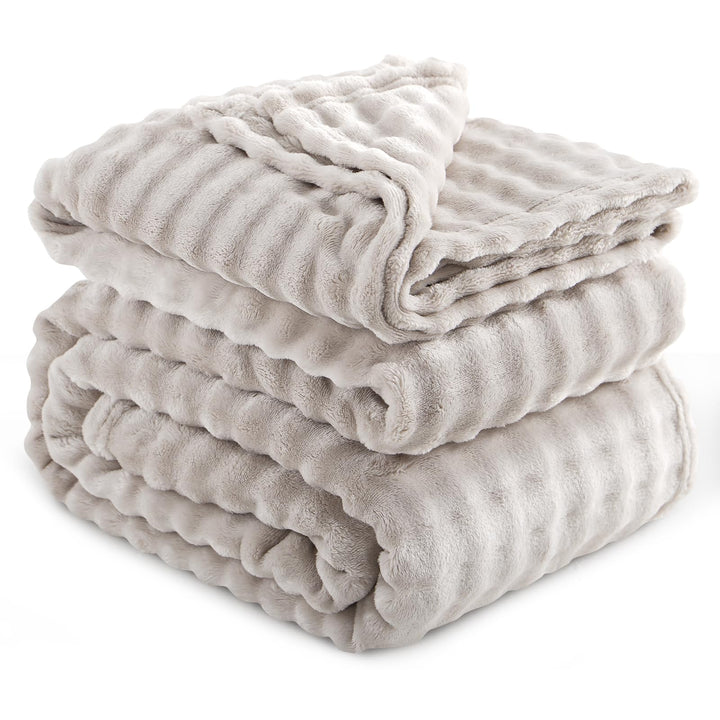RUIKASI Bubble Decke Kuscheldecke Flauschig Beige - 220x240cm XXL Sofadecke & Couchdecke aus Plüsch,