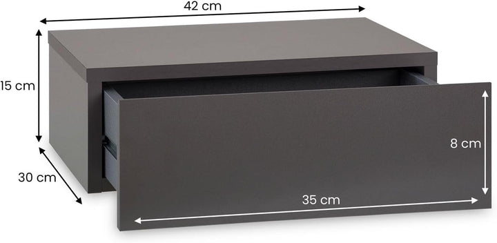 CARO-Möbel Wandregal Anne hängende Nachtkommode Wandboard Nachttisch mit 1 Schublade schwebend, grif
