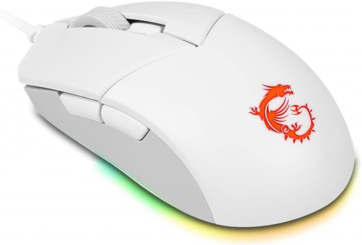 MSI CLUTCH GM11 WHITE Gaming Maus - Optischer Sensor 5.000 DPI, symmetrisch, 10Mio+ Click OMRON-Swit