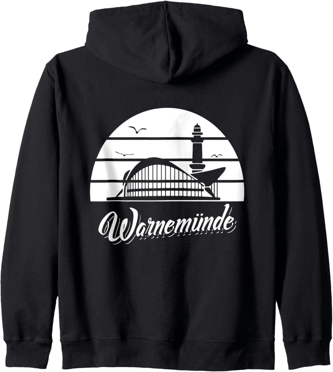 Warnemünde mit Sunset, Möwen, Leuchtturm und Teepott Kapuzenjacke
