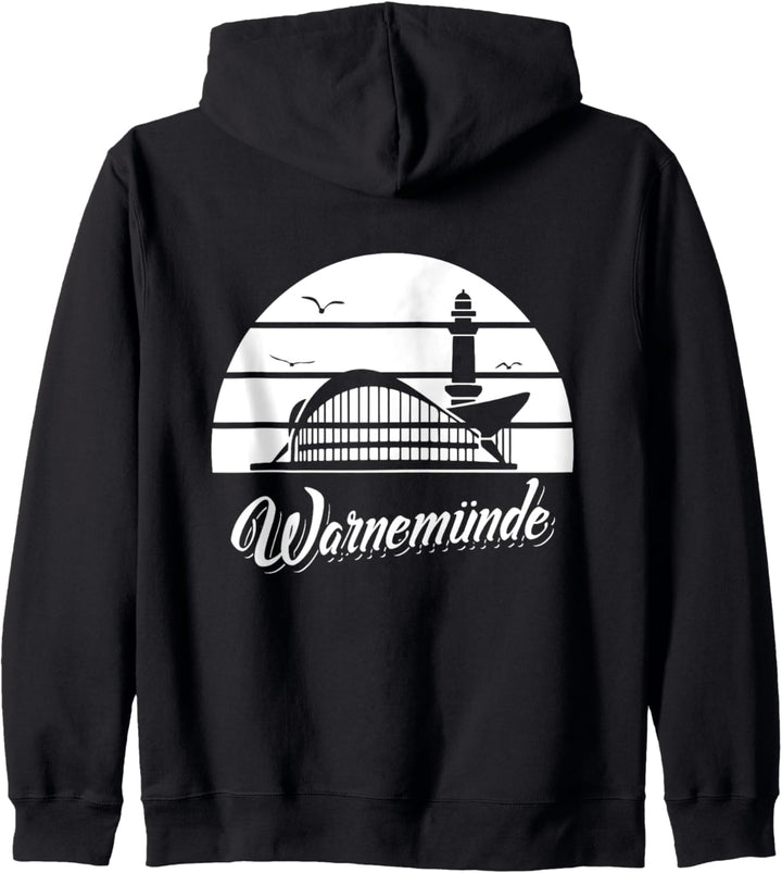 Warnemünde mit Sunset, Möwen, Leuchtturm und Teepott Kapuzenjacke