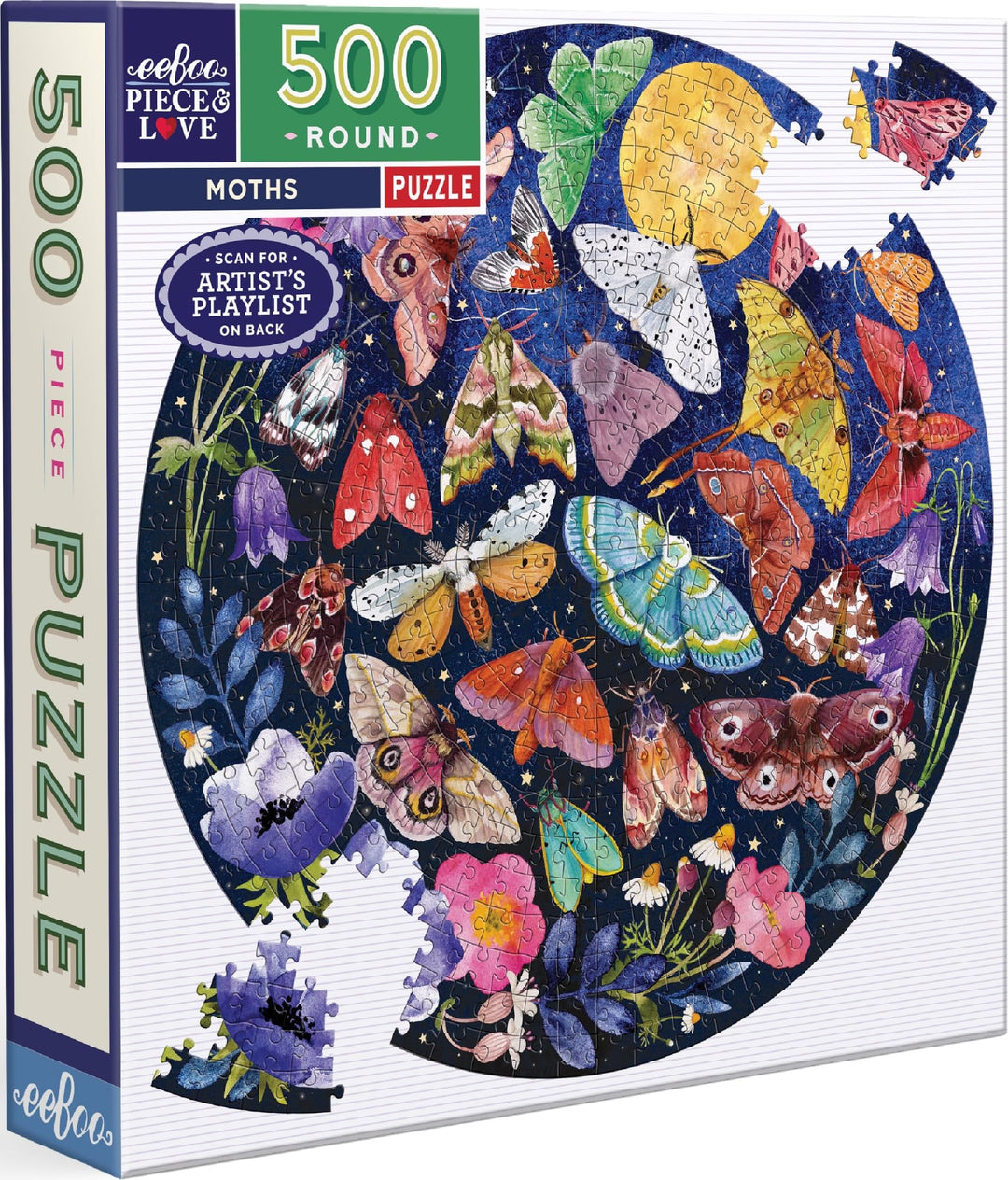 eeBoo EPZFMOT Piece &amp; Love: Motten-500 Teile Puzzle Butterfly Spiel, Black, 1 EA