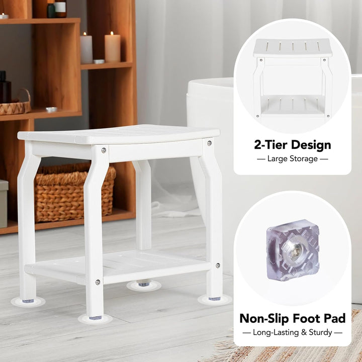 NALONE Beistelltisch Duschhocker, HDPE Badhocker modern Design 2-Tier badezimmerhocker mit rutschfes