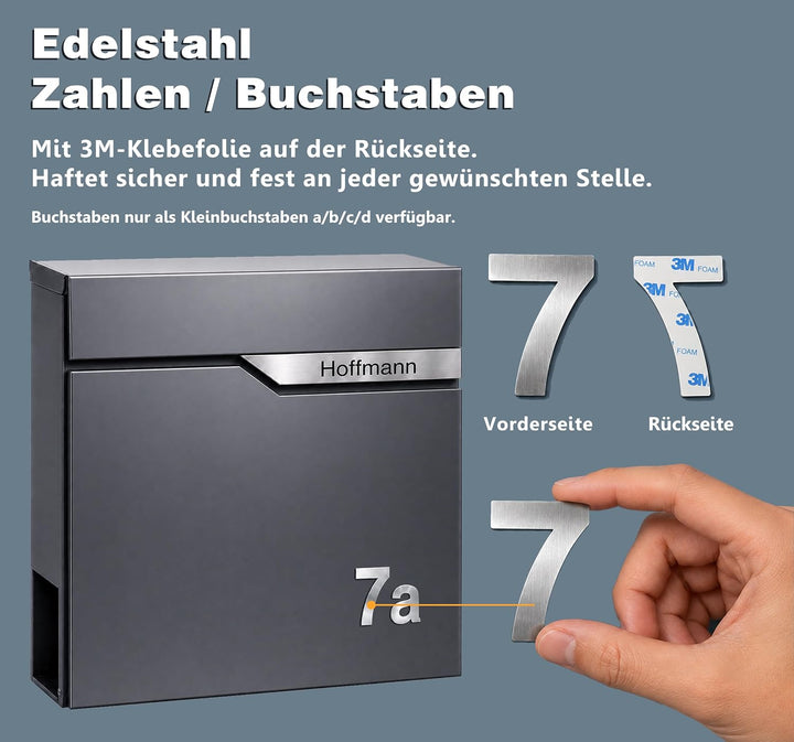 Zedelmaier Design Briefkasten mit Zeitungsfach Anthrazit RAL 7016 Personalisierter - Wandbriefkasten