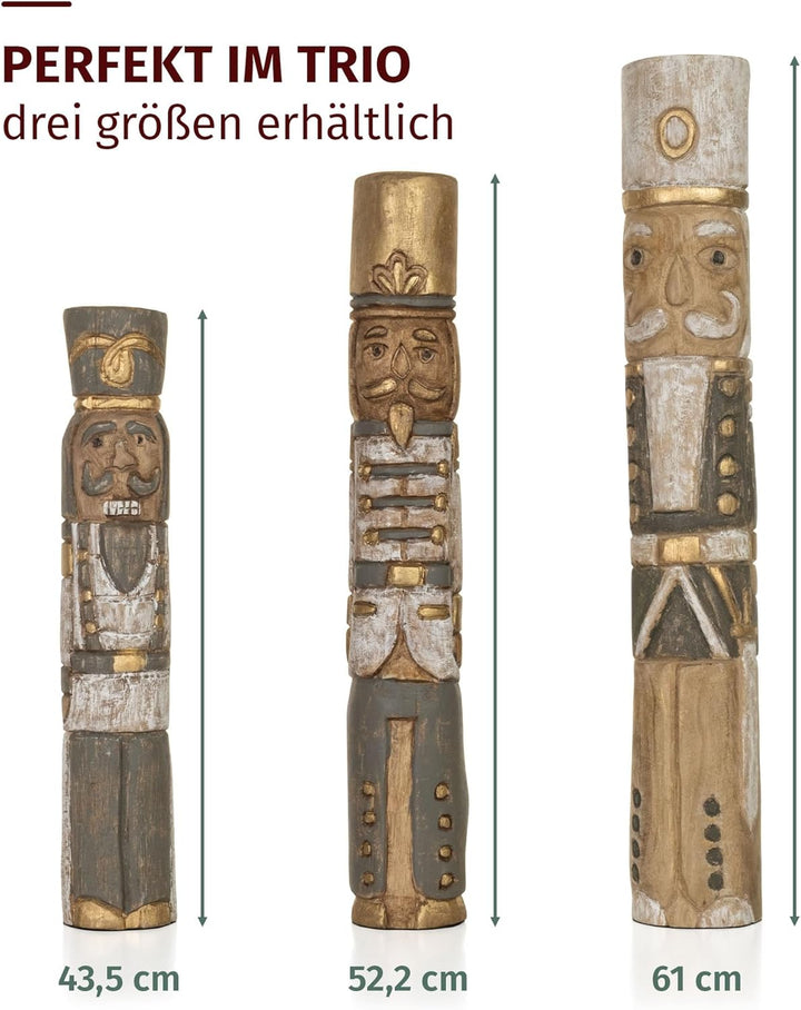 Moritz Nussknacker Holzfigur 61 cm handgefertigte Weihnachtsdekoration aus Mangoholz geschnitzt und