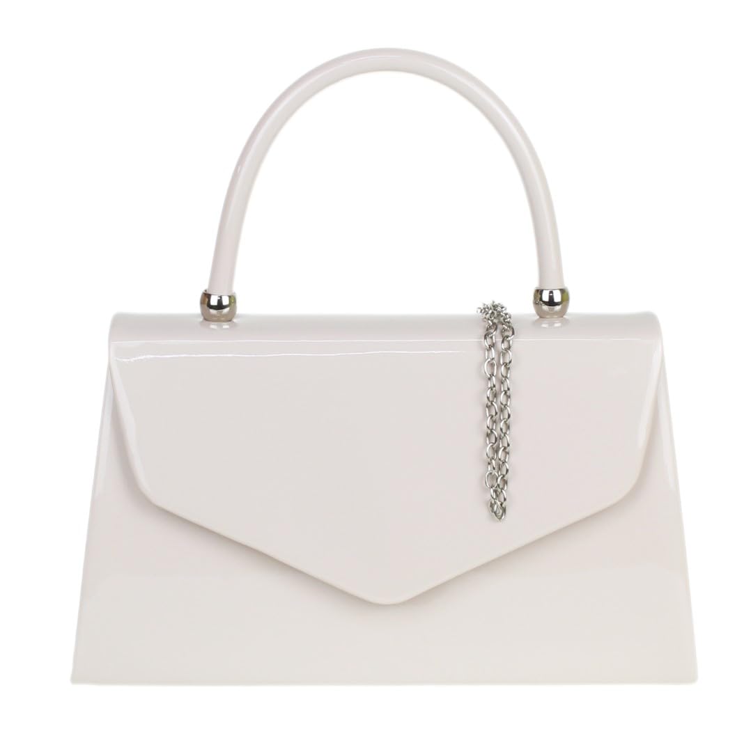 Girly Handbags Lack Clutch Handtasche Klein Hartschalenkoffer Damen Blasser Akt, Blasser Akt