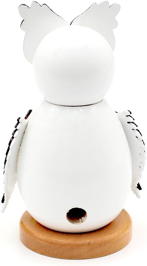 Dekohelden24 Holz-Räucherfigur Eule in weiss, L/B/H 7,5 x 6 x 12 cm Natur 12 cm, Natur 12 cm