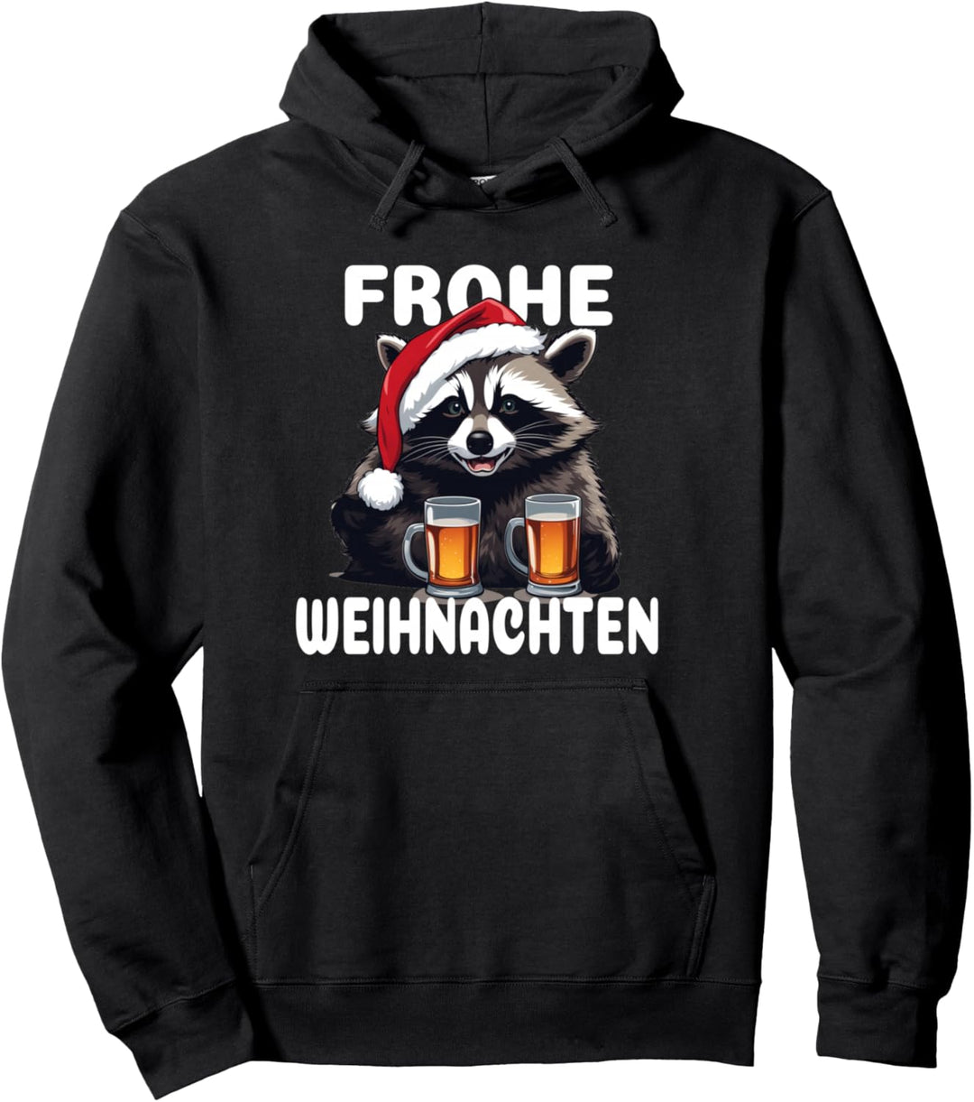 Frohe Weihnachten Waschbär Pullover Hoodie