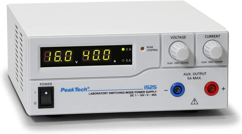 PeakTech 1525, Labor-Schaltnetzteil DC 1 - 16 V / 0 - 40 A 1-16 V/ 0-40 A, 1-16 V/ 0-40 A