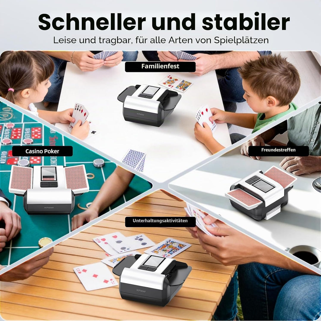 Kartenmischer, 2 Deck, wiederaufladbarer automatischer Kartenmischer mit Dual-Modi, geräuscharmer, t