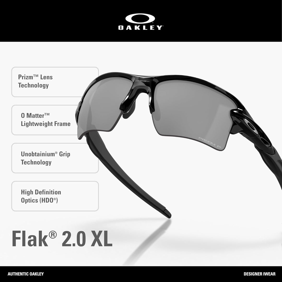 Oakley Sonnenbrille Flak 2.0 XL 59 Schwarz (Polished Black/Prizmblackpolarized), 59 Schwarz (Polishe
