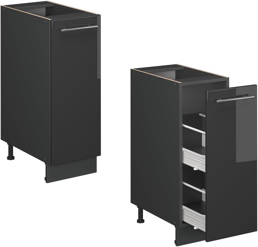 Vicco Apothekerschrank Fame-Line, Anthrazit Hochglanz, 30 cm | AP Eiche, zur Kombination mit weitere