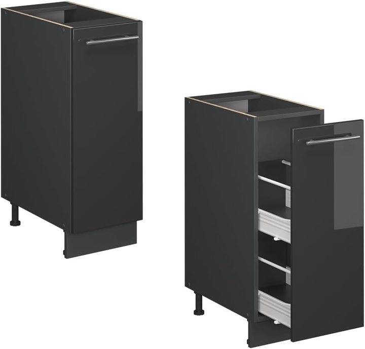Vicco Apothekerschrank Fame-Line, Anthrazit Hochglanz, 30 cm | AP Eiche, zur Kombination mit weitere