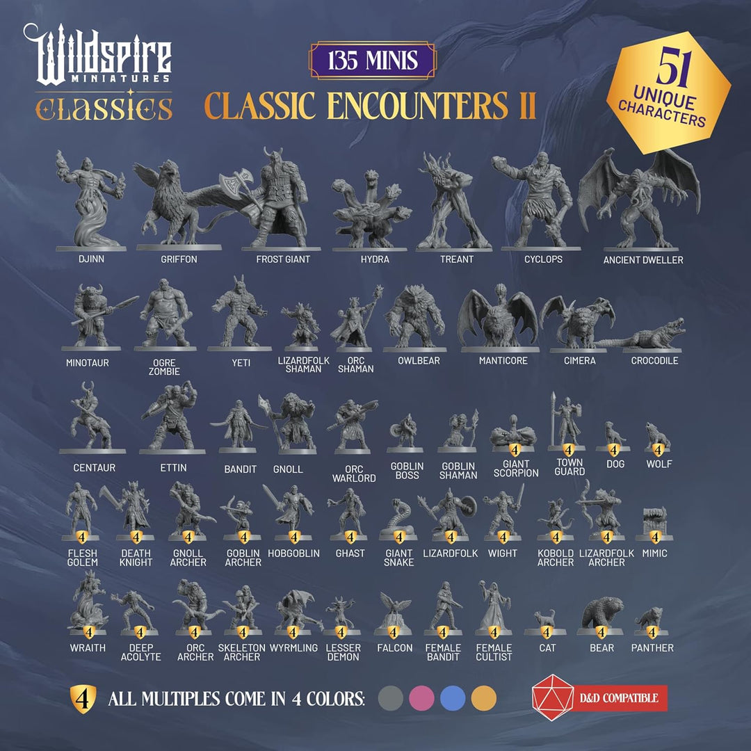 Classic Encounters II - 135 Monsters & Encounters for DND Miniatures Bulk & Dungeons Dragons | 28mm