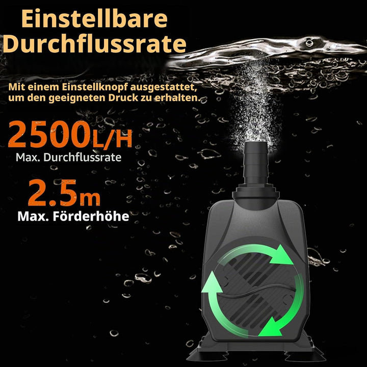 Knifel Springbrunnenpumpe 45W 2500L/H Automatische Abschaltung bei Niedrigwasser Schutz vor überhitz