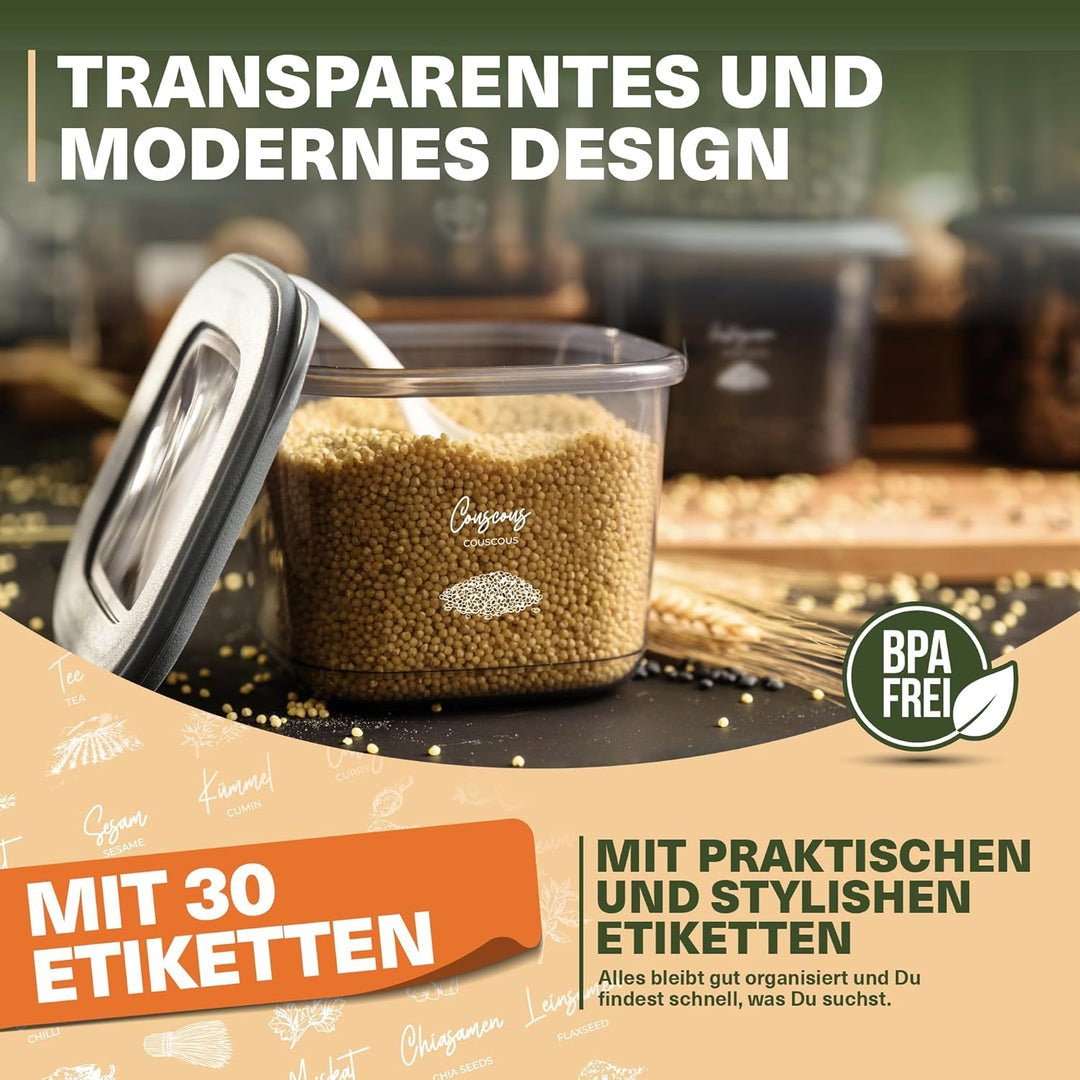 Vorratsdosen mit Deckel Luftdicht, 12er Vorratsbehälter Set BPA-Frei, Vorratsdose zur Müsli Mehl Auf