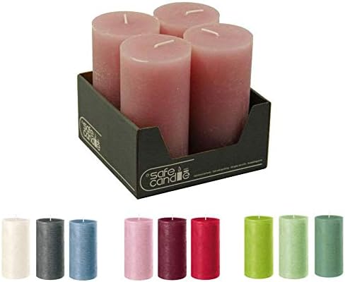 Rustikale Stumpenkerzen – 4 Stück - Wachskerzen/Rustickerzen/Adventskerzen Weihnachten (Antik Rosa,