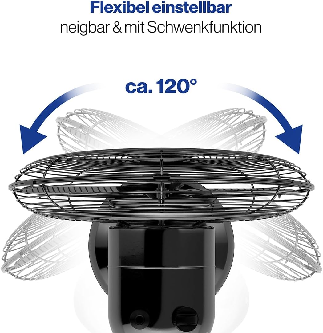 ProfiCare Ventilator mit Schwenkfunktion | Ventilator leise 3 Stufen | Ø 30 cm | Tischventilator 35W
