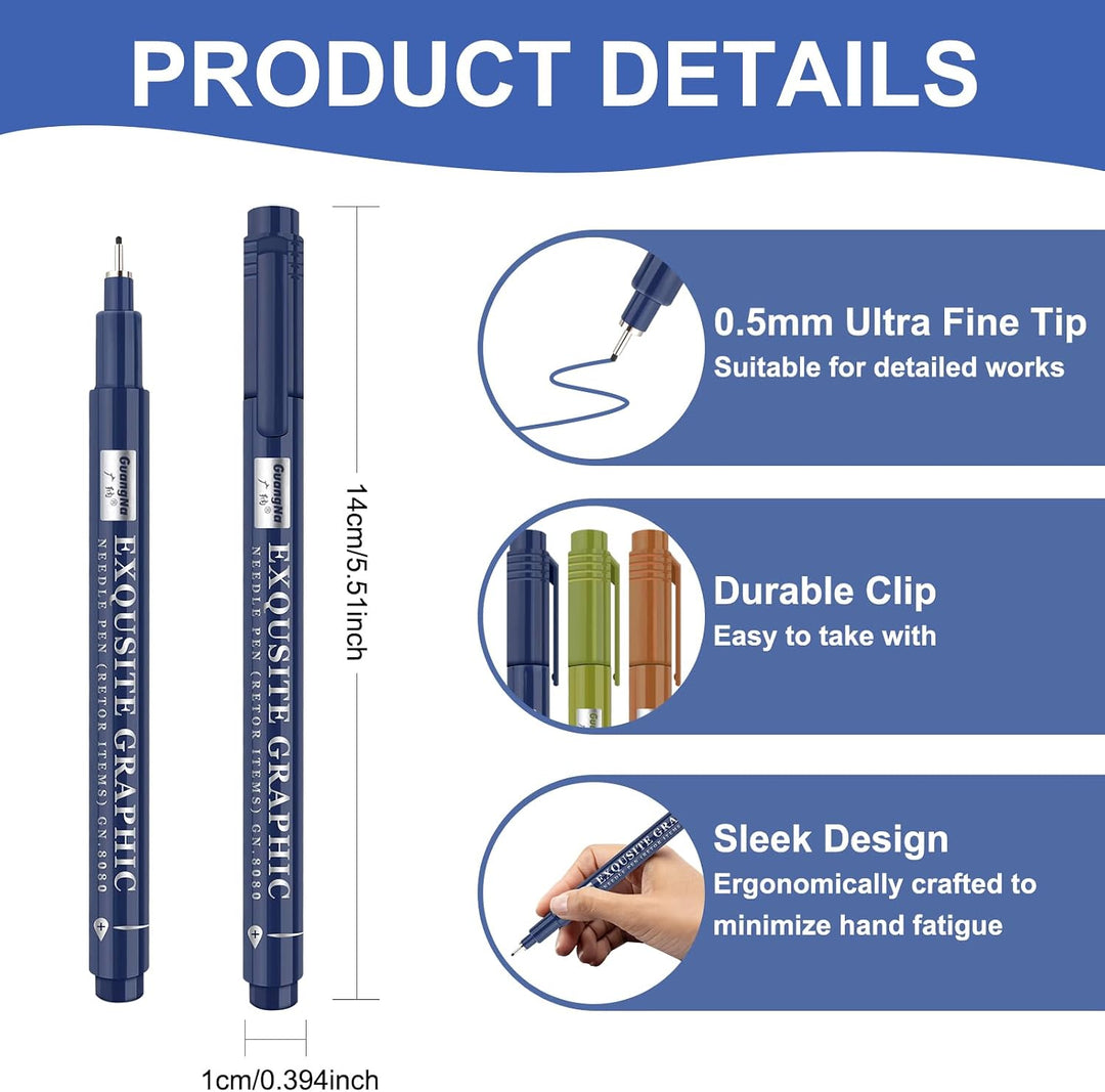 Funnasting Fineliner Stifte, 24 Farben Retro Feinliner Set, 0.5mm Spitze | Handlettering Stifte Set