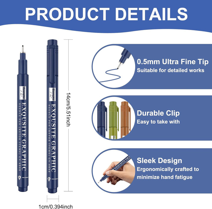 Funnasting Fineliner Stifte, 24 Farben Retro Feinliner Set, 0.5mm Spitze | Handlettering Stifte Set