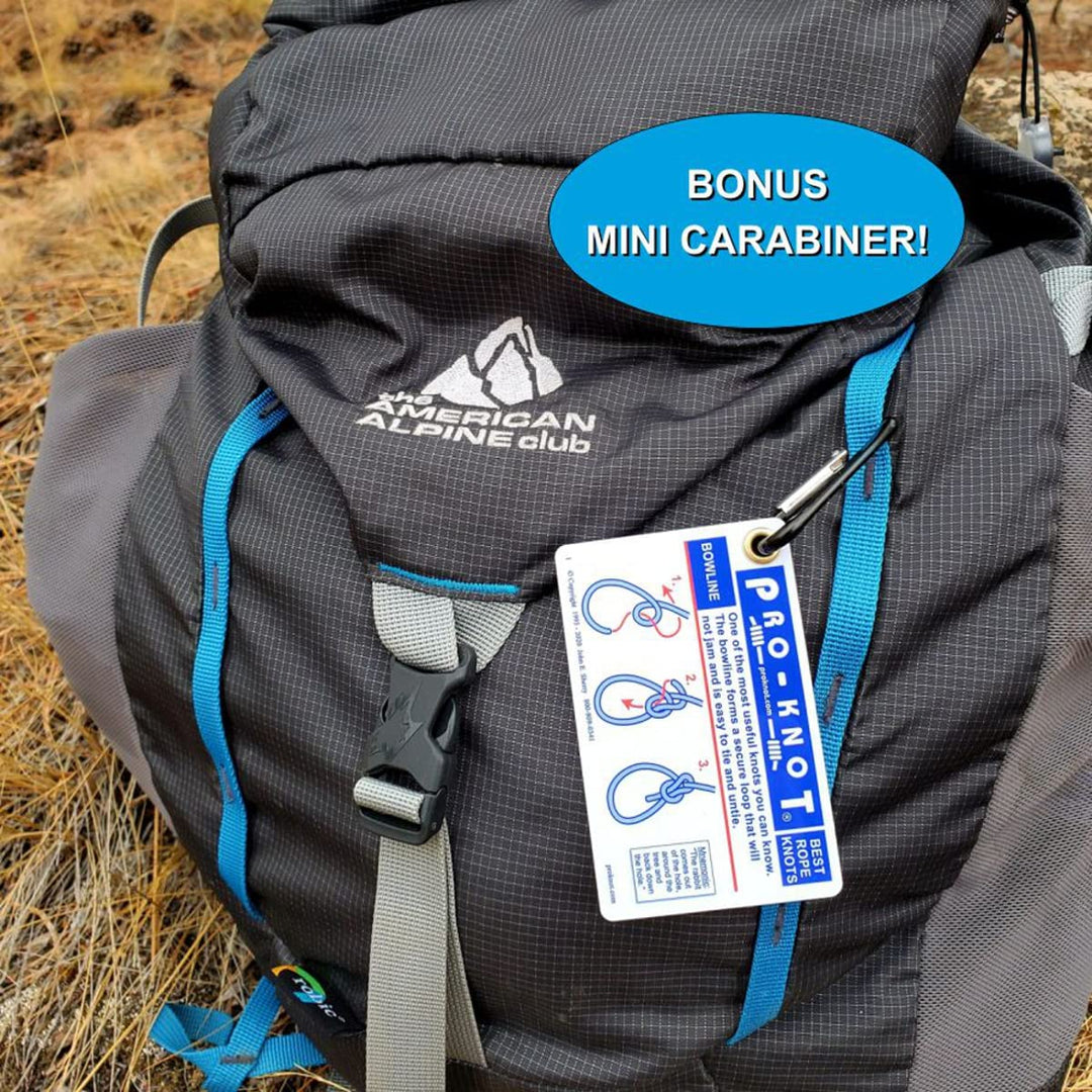 Knot Tying Kit | Pro-Knot Best Rope Knot Cards, two practice cords and a carabiner, Ringeinband