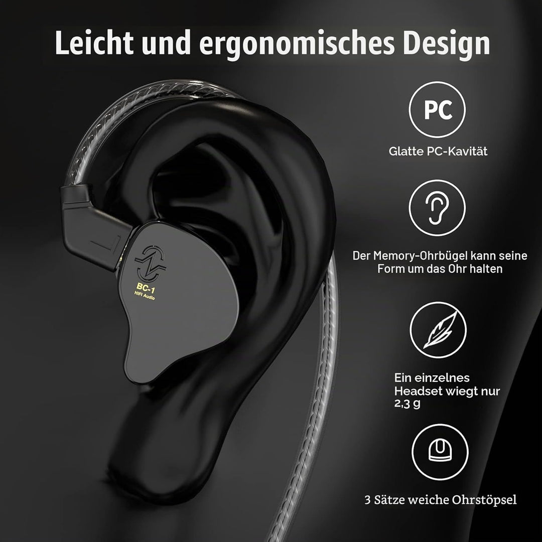 Yinyoo CCZ Melody IEM Ohrhörer,Kabelgebundene Gaming Earbuds mit Abnehmbares OFC Kabel für Smartphon
