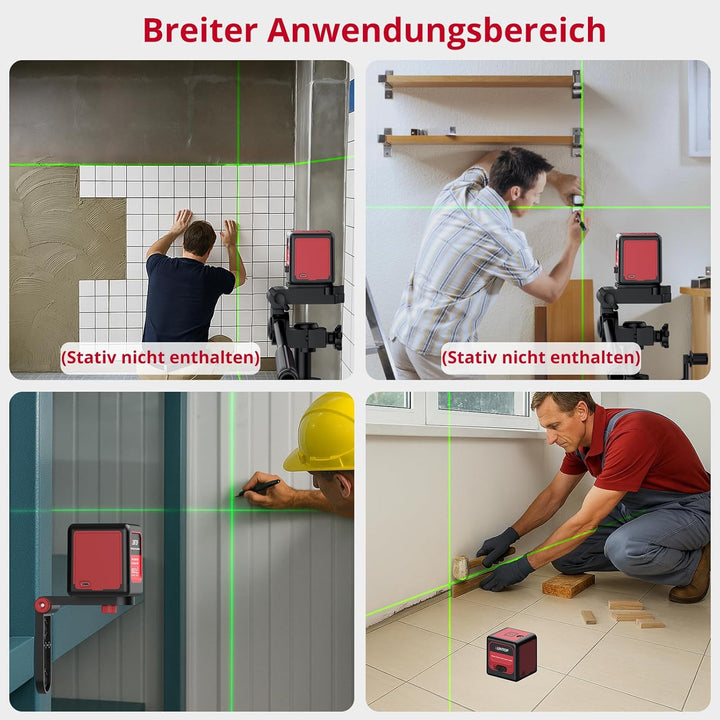XUNTOP Laser-Wasserwaage Kreuzlinienlaser Selbstnivellierend Nivelliergerät Nivelliergerät IP54 mit