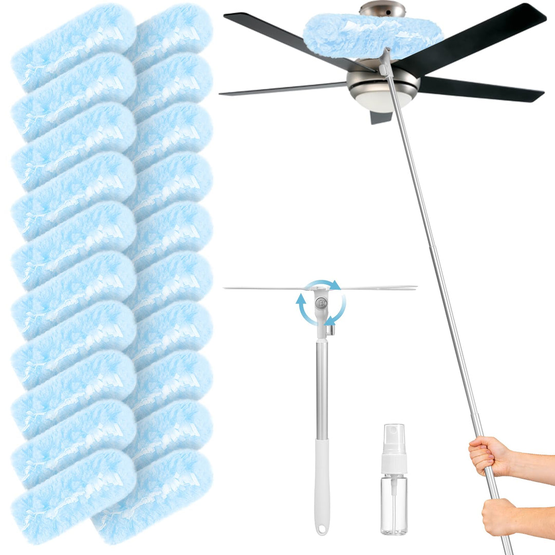 180cm Ausziehbarer Griff mit 20 Tücher für Swiffer Staubmagnet Nachfüllpack Set, 360° Einweg Magnet