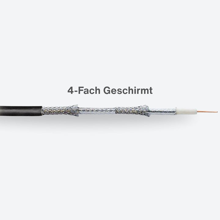 PremiumX 100m Profi Koaxialkabel Schwarz 135dB 4-Fach REINES Kupfer Koax Kabel Satellitenkabel SAT A