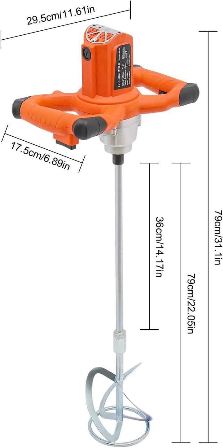 Farb-Mörtelrührer Betonrührer 2100W Betonmischer 6-Gang variabler rührgerät mörtel 0-980rpm,Rührwerk