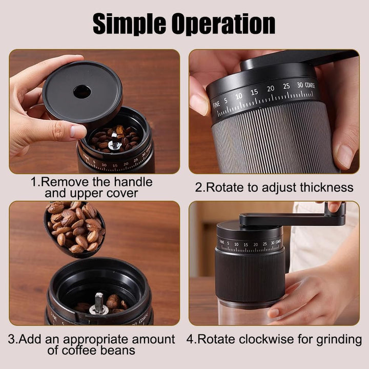 Manuelle Kaffeemühle, Hand-Espressomühle mit 35 Stufiger Dickeneinstellung, Tragbare Konische Mahlma