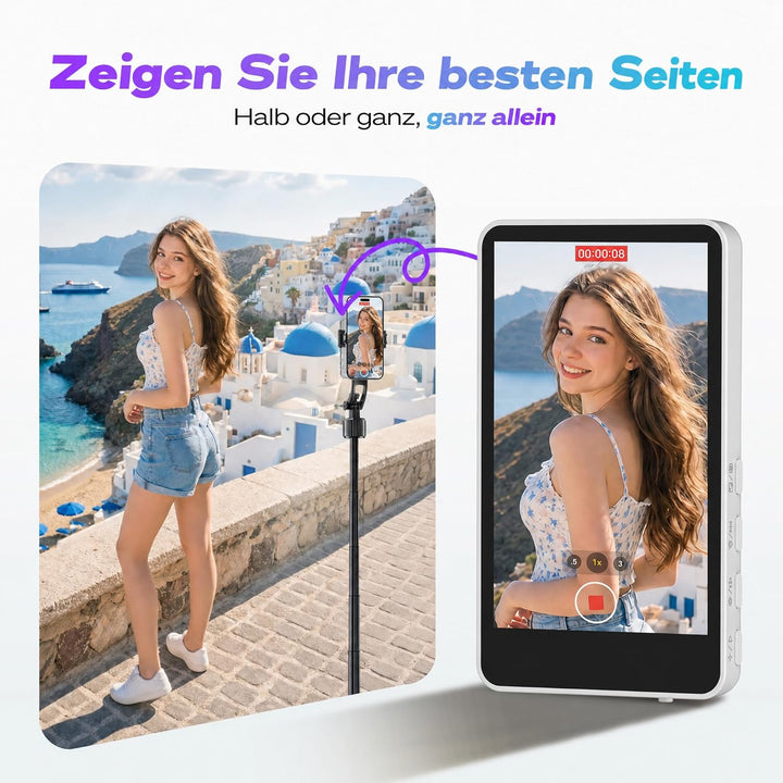 SYNCO XView Handy Selfie Monitor für iPhone 17, 3,97" Magnetischer Smartphone Vlog Bildschirm für An