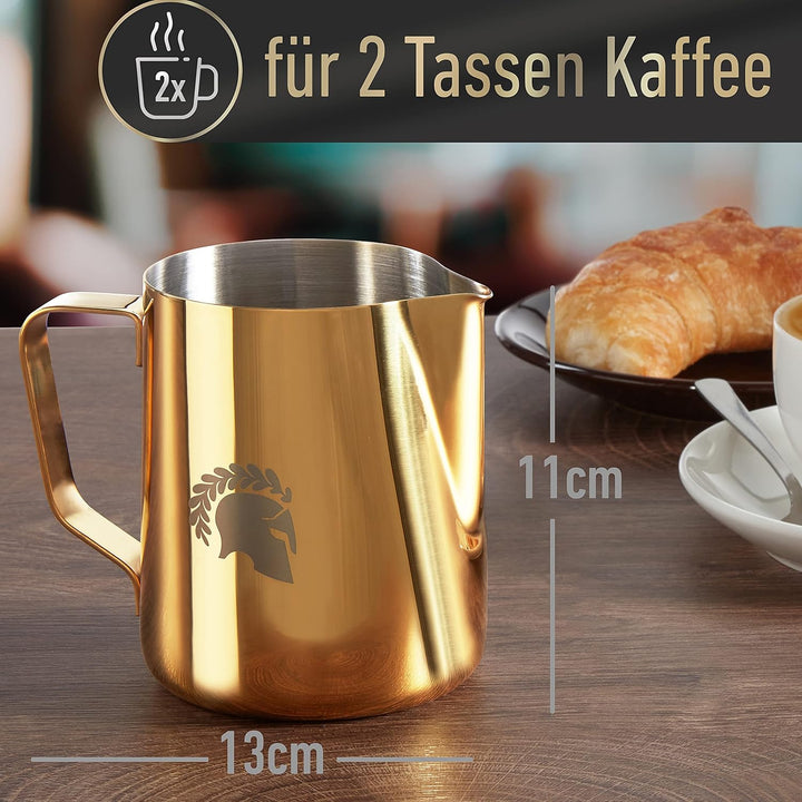Barista Legends® Milchkännchen Edelstahl 600ml - mit speziellem Latte Art Ausguss - Milchkanne für H