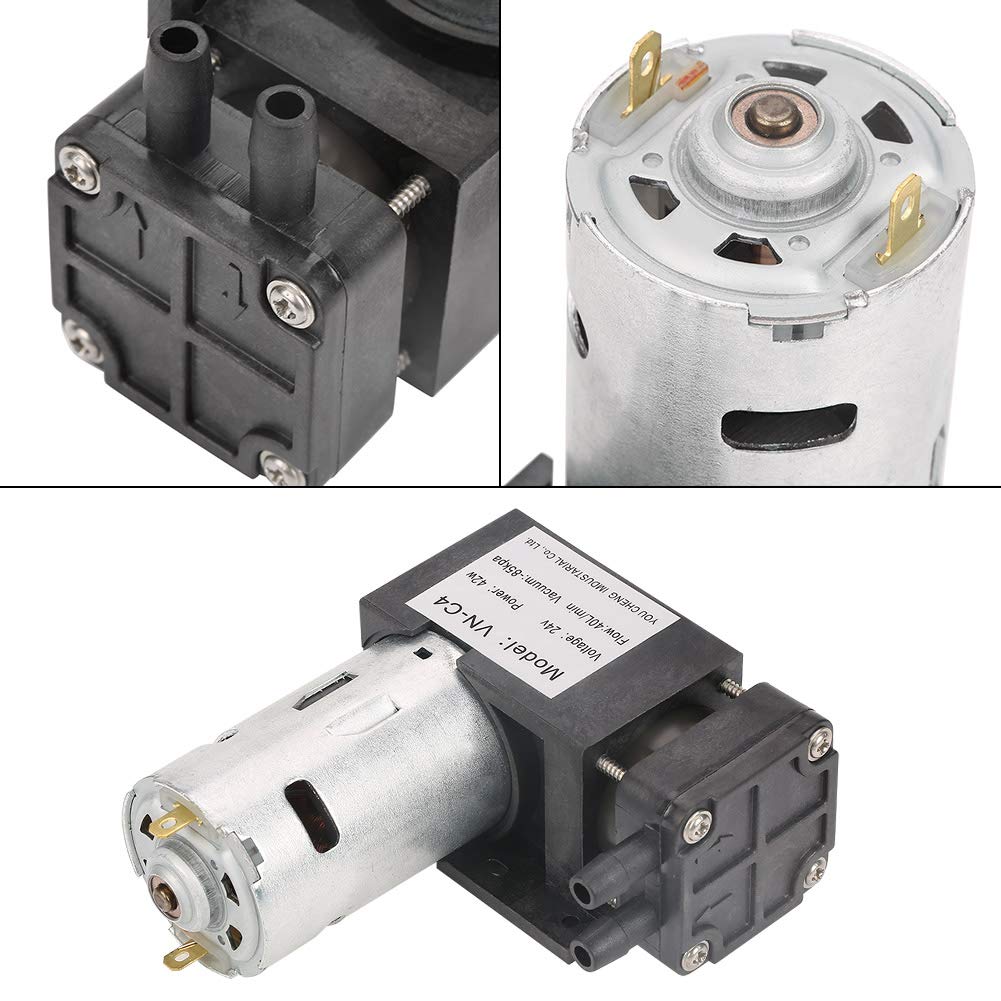 Vakuumpumpe, DC 24V Mini öllose Vakuumpumpe, 85kPa Vakuumgrad, Durchfluss 40L/Min Vakuumpumpe, geräu