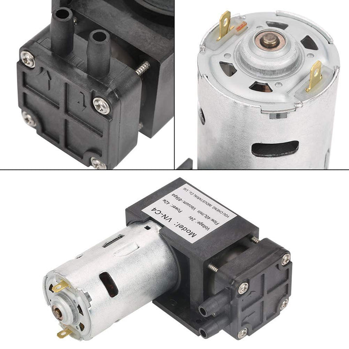 Vakuumpumpe, DC 24V Mini öllose Vakuumpumpe, 85kPa Vakuumgrad, Durchfluss 40L/Min Vakuumpumpe, geräu