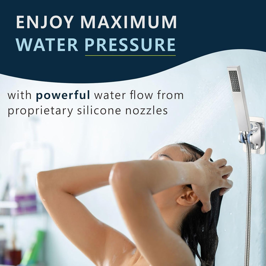 Handbrause Komplett aus Metall, Hochdruck-Duschköpfe von Voolan, Einfache Handbrause aus Chrom mit T