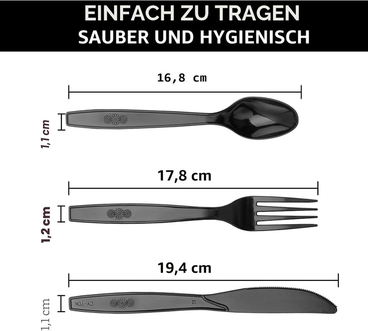 150Stück Wiederverwendbaren PlastikBesteck Set,BPA Frei,Bestanden LFGB,50 plastikgabeln,Messer und P