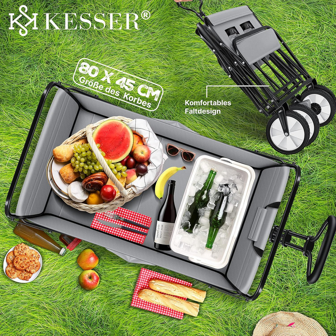 KESSER® Bollerwagen faltbar Handwagen Transportkarre max. 150kg Tragkraft &amp; 360° PVC-Reifen Gerätewa