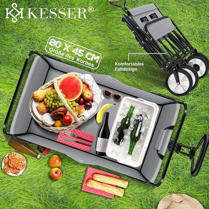 KESSER® Bollerwagen faltbar Handwagen Transportkarre max. 150kg Tragkraft &amp; 360° PVC-Reifen Gerätewa