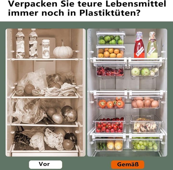 YekouMax Fridge Organizers - Includes 1 Drawers and 2 Dividers, Stackable Storage Box, Kitchen Organ