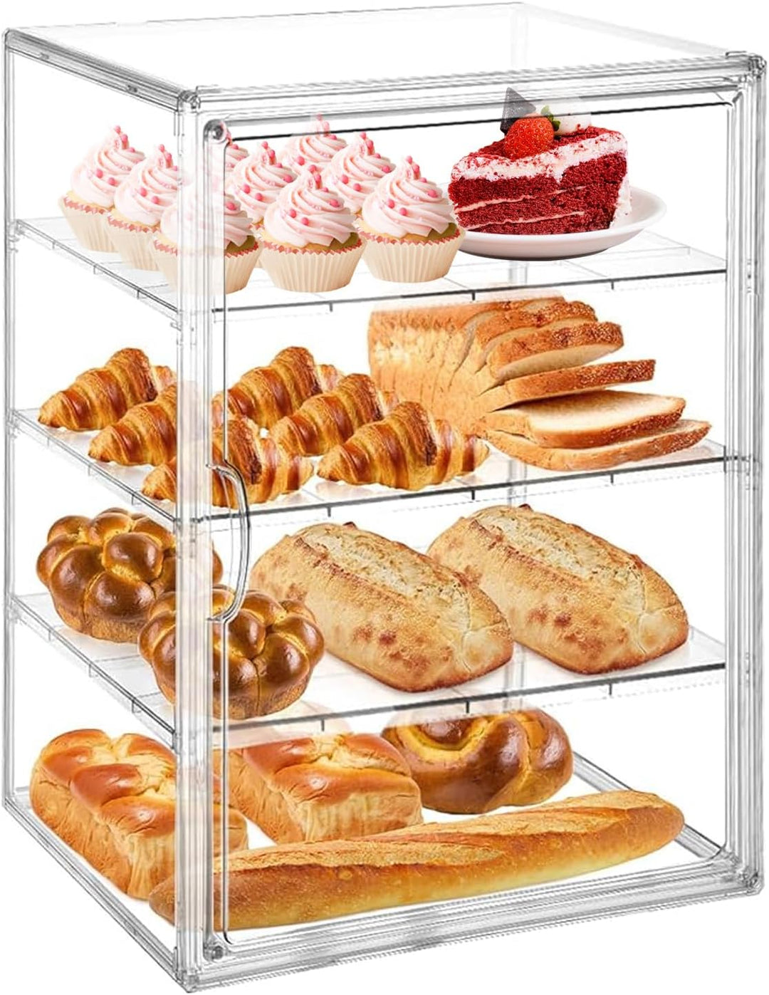 Brotkasten, 4 Schichten Einstellbar Brotaufbewahrungsbox Acrylbox mit Magnettür Grosse Kapazität Bro